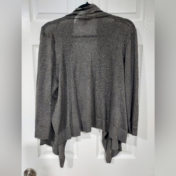 INC Woman Shimmery Gray Drape Open Front Cardigan in Size 2X - Picture 10 of 10